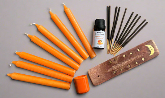Joy Intention Kit with brass Moon inlay incense holder